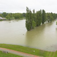 Pogled iz zraka na visok vodostaj rijeke Korane kod Karlovca