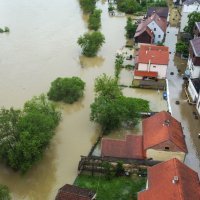 Pogled na Hrvatsku Kostajnicu čije područje je preplavila rijeka Una