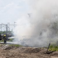 Požar drvenih pružnih pragova na ranžirnom kolodvoru