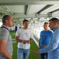 Gradski stadion u Bjelovaru, direktor Stipe Berić, trener Zoran Marčetić, član uprave Mateo Kunić i gradonačelnik Bjelovara Dario Hrebak