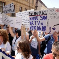 Prosvjed sindikata državnih službenika na Markovom trgu