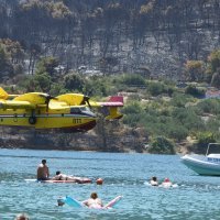 Piloti kanadera spretnim manevrima oduševljavali kupače u Grebaštici