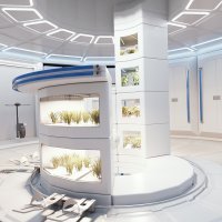 Airbus LOOP_ View of the Habitation Deck with Tunnel and Greenhouse Elements