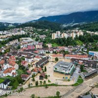 Pogled na poplave u Sloveniji iz zraka
