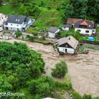 Pogled na poplave u Sloveniji iz zraka
