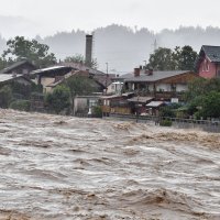 Poplavljeno selo Tacen nedaleko Ljubljane