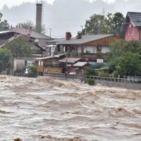 Poplavljeno selo Tacen nedaleko Ljubljane