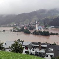 Poplavljeno selo Tacen nedaleko Ljubljane