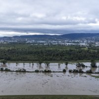Zagreb: Pogled iz zraka na kanal Odra-Sava koji je već dijelom poplavljen