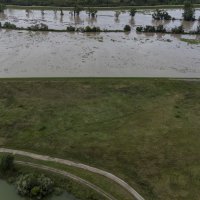 Zagreb: Pogled iz zraka na kanal Odra-Sava koji je već dijelom poplavljen