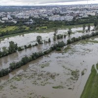 Zagreb: Pogled iz zraka na kanal Odra-Sava koji je već dijelom poplavljen