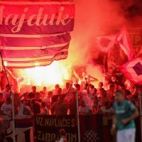 Bakljada Torcide tijekom susreta Rudeša i Hajduka, 20.8.2023.