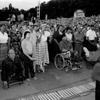 Lee Man-hee, vođa Crkve Isusa Shincheonji, na središnjem skupu vjernika u Kijevu 1996.