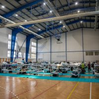Osijek: Sportska dvorana gdje su evakuirani zaposlenici tvrtke Drava International