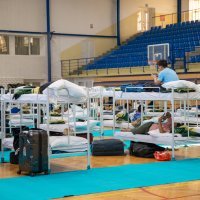 Osijek: Sportska dvorana gdje su evakuirani zaposlenici tvrtke Drava International