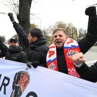 Hrvatski navijači u Rigi uoči utakmice Latvija - Hrvatska