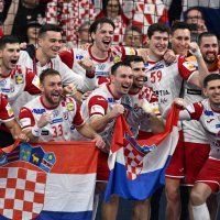Slavlje nakon utakmice Hrvatska - Španjolska, EP rukomet, 12.1.2024.
