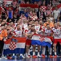 Slavlje nakon utakmice Hrvatska - Španjolska, EP rukomet, 12.1.2024.