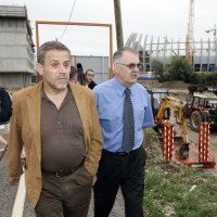 Milan Bandić obilazi gradilište Arene Zagreb u srpnju 2008.