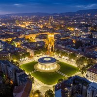 Zgrada Hrvatskog društva likovnih umjetnika snimljena iz zraka