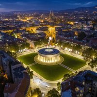 Zgrada Hrvatskog društva likovnih umjetnika snimljena iz zraka