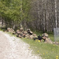 Britanski vojnici zauzimaju boreni položaj tijekom vježbe