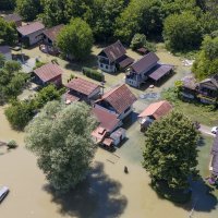 Prolazak vrhunca vodenog vala na Dunavu na Zelenom otoku kod Batine u Baranji