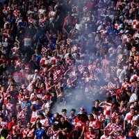 Hrvatski navijači - Hrvatska - Španjolska, baklje, 15.6.2024.