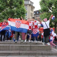 Hamburg: Hrvatski i albanski navijači uoči susreta 2. kola Eura: Hrvatska - Albanija, 19.6.2024.