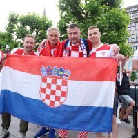 Hamburg: Hrvatski i albanski navijači uoči susreta 2. kola Eura: Hrvatska - Albanija, 19.6.2024.