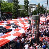 Hrvatski navijači prije utakmice Hrvatska - Albanija