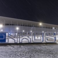 Snijeg je zabijelio Opus Arenu u Osijeku