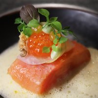 Char, kohlrabi, buttermilk,dandelion