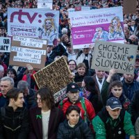 Prosvjed protiv reorganizacije slovačke javne televizije u Bratislavi