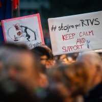Prosvjed protiv reorganizacije slovačke javne televizije u Bratislavi