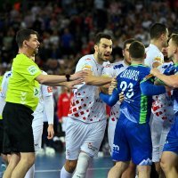 Hrvatska - Slovenija, rukomet SP, tučnjava, 26.1.2025.