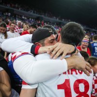 Slavlje hrvatskih rukometaša nakon pobjede protiv Slovenije, 26.2.205. Hrvatska - Slovenija