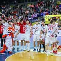 Slavlje hrvatskih rukometaša nakon pobjede protiv Slovenije, 26.2.205. Hrvatska - Slovenija