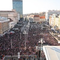 Panorama svečanog dočeka hrvatske rukometne reprezentacije u Zagrebu