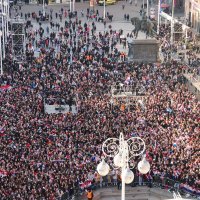 Panorama svečanog dočeka hrvatske rukometne reprezentacije u Zagrebu