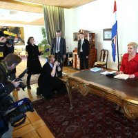 Prvi radni dan predsjednice RH Kolinde Grabar Kitarović na Pantovčaku 19. veljače 2015.