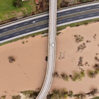 Nabujala rijeka Bosna u BiH, pogled iz zraka