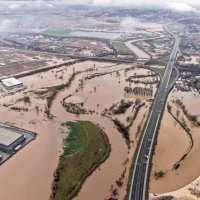 Nabujala rijeka Bosna u BiH, pogled iz zraka