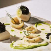 6. Fennel, sea cucumbers, and iodized sauce with Beluga caviar