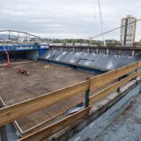 Završni radovi na uklanjanju krovne konstrukcije na Domu sportova