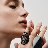 Lijevi prsten šupljikavi VORONOI,Mario Nokaj Lapidarium, drugi prsten KRISTAL, autorica Smiljka Franjić