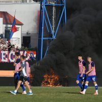 Šibenik - Hajduk, bakljada Torcide, požar, 25.5.2025.