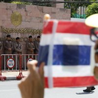 Prosvjed pred kambodžanskim veleposlanstvom u Bangkoku