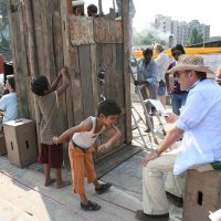 Danny Boyle na setu filma 'Slumdog Millionaire'