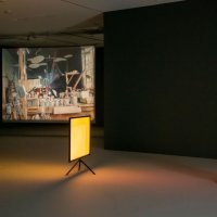 _Rosa Barba Color Studies , 2013 2 x 16mm film projectors, 2 x 16mm films, screen_ 2 min each Installation view at CCA, Kitakyushu, Japan, 2019. © Rosa Barba